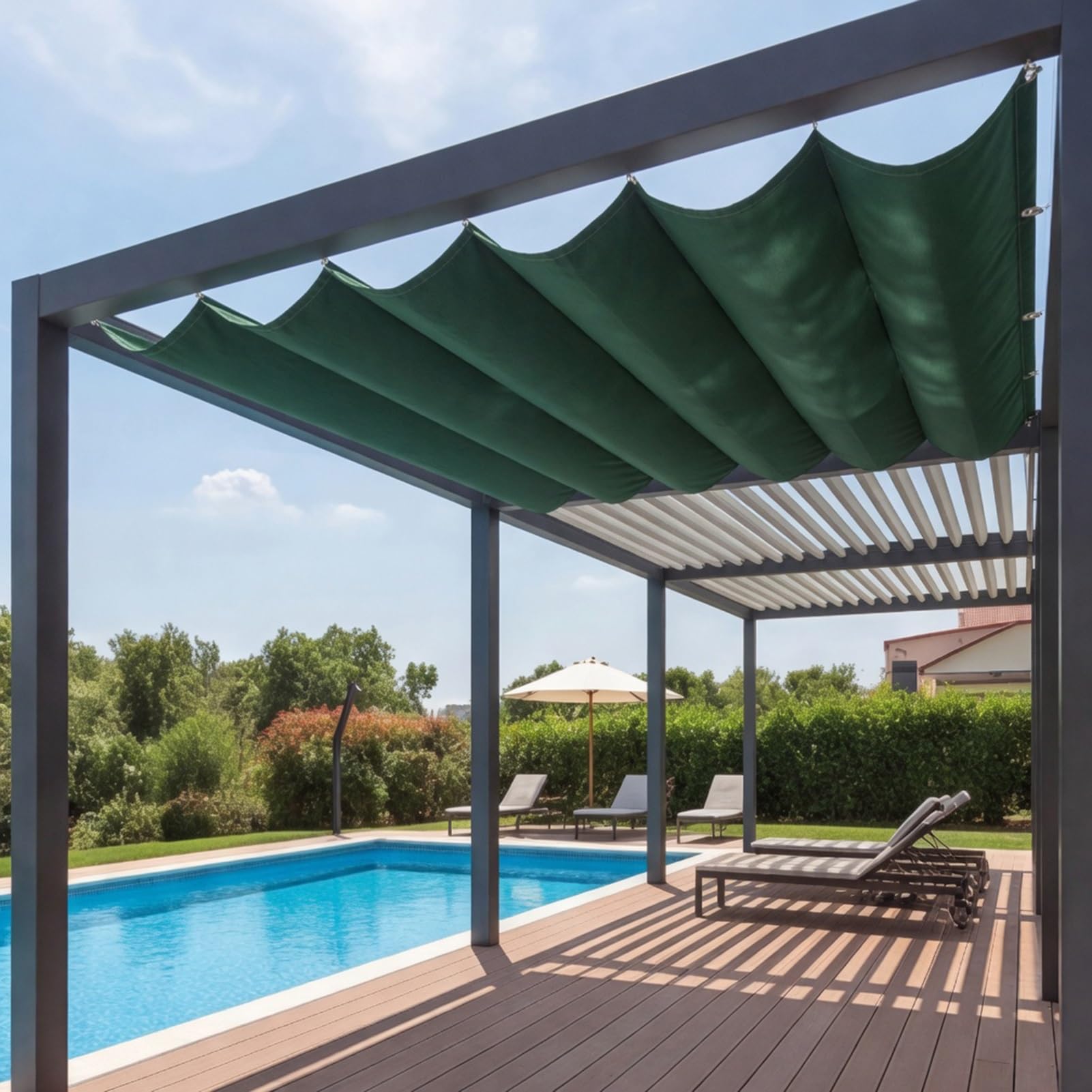 Toile d'ombrage pour pergola réglable éliminant l'éblouissement et la pluie fine