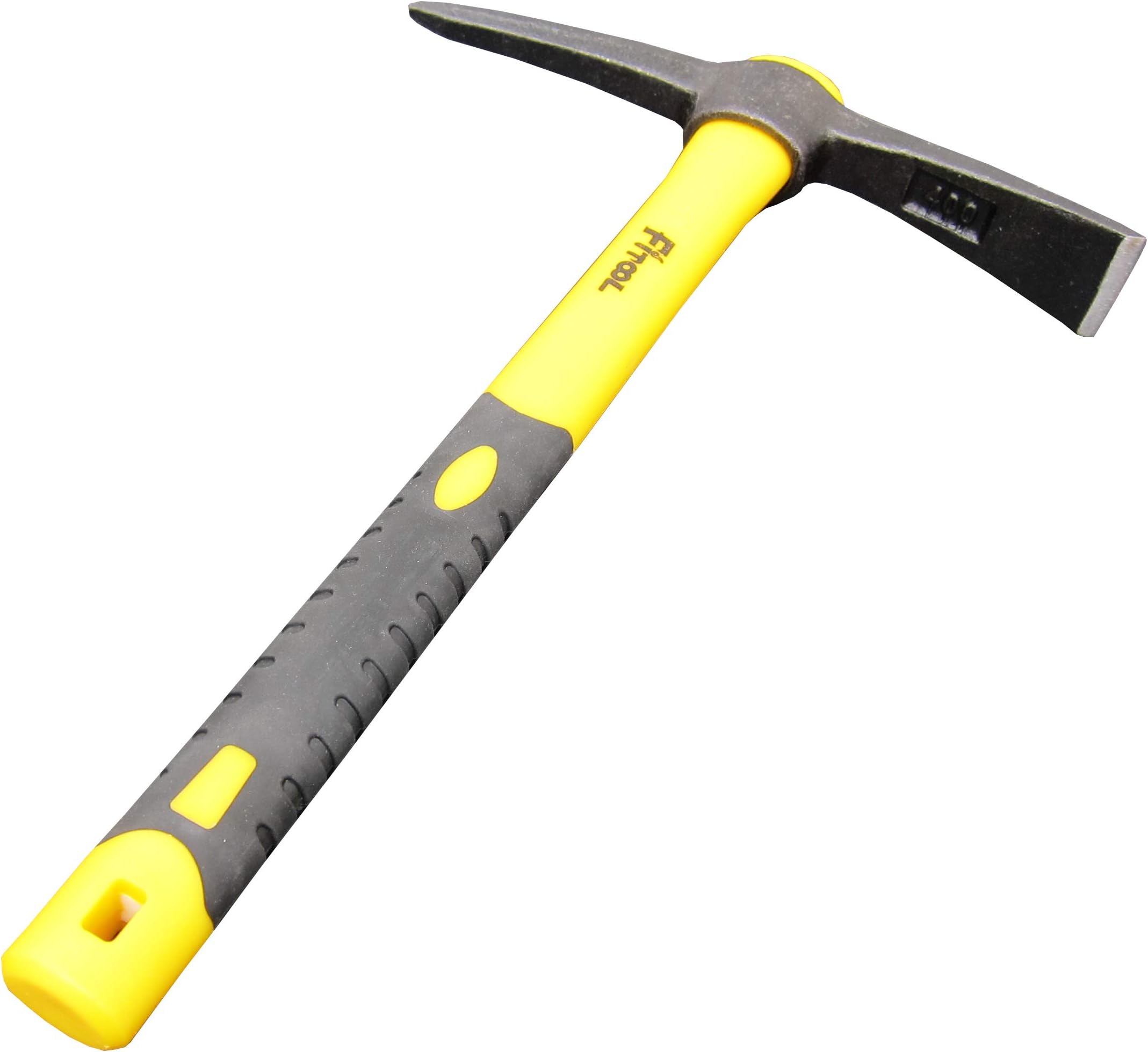 Forged Weeding Mattock Hoe 15-Inch, One Piece Intact Drop Forged, Plastic Coated Fiberglass Handle, Mattock Pick 1.4LB