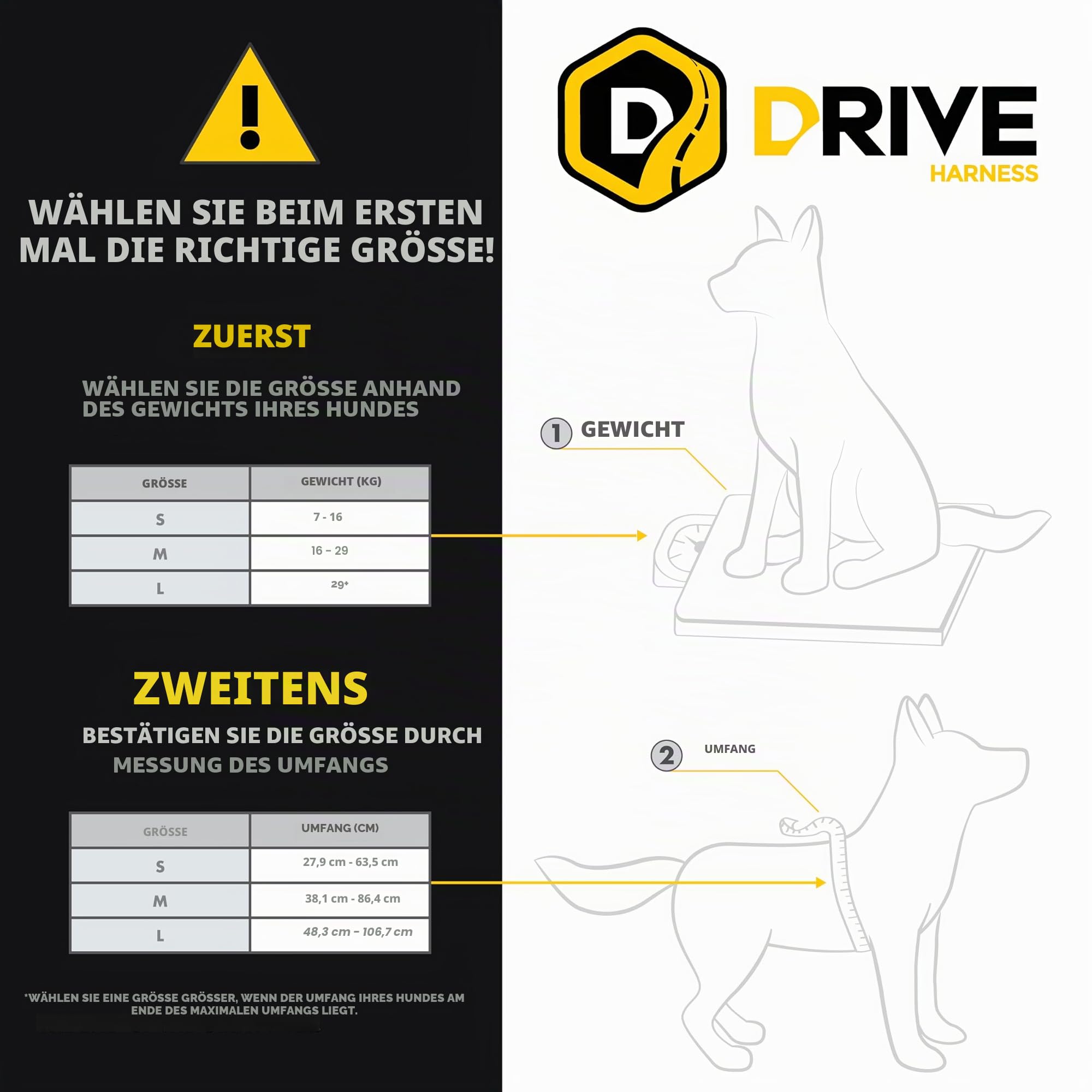 EzyDog Autogeschirr Hund – Crash-Getestet nach ECE R21 – Drive Sicherheitsgeschirr mit integrierter Gurtbefestigung fürs Auto (L, Schwarz)