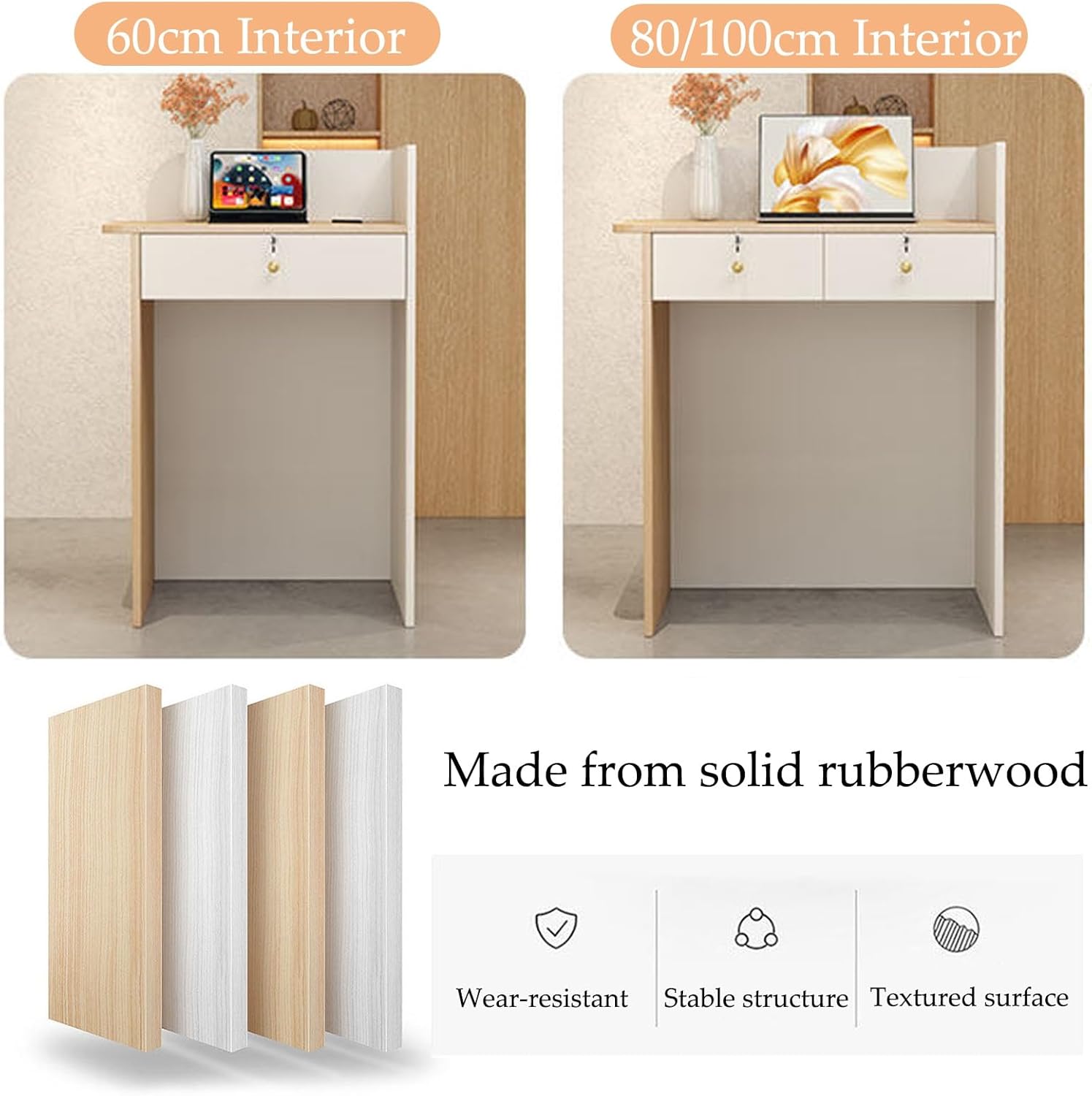 Small Front Checkout Desk Reception Desk Checkout Counter Double Drawers for Lobby,Salon,Home Office Desk(Color11,60x40x95cm)