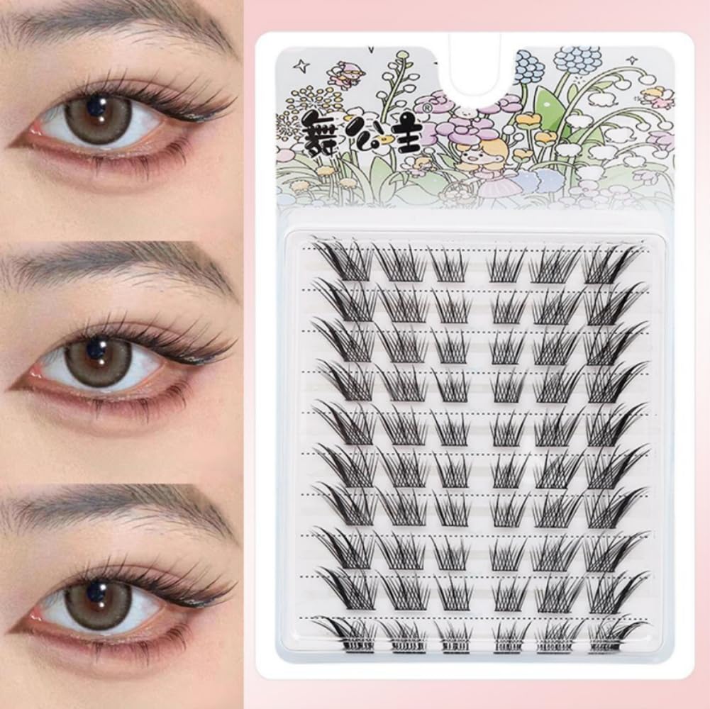 Segmented False Eyelashes, Black 8-12mm Fiber Strip Extensions Individual Single Cluster Wispy D Crul for Women DIY - Image 2