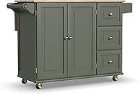Homestyles Dolly Madison Mobile Kitchen Island Cart with Wood Top, Dropleaf Breakfast Bar, Sage Green - 18"D x 53.5"W x 36"H