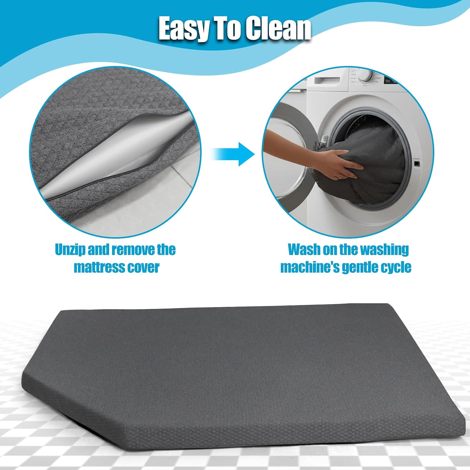RV Corner Angle Cut Bunk Mattress, 3.2" Thick Memory Foam, Medium Firm, 21" Corner Angle, 73" x 50", Remove Cover, for Trailers, Camper Vans