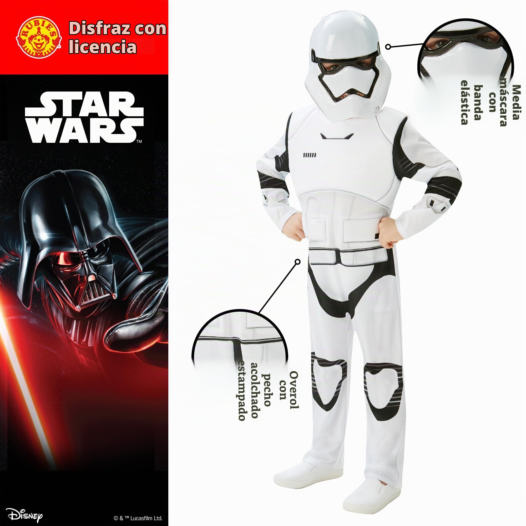Star Wars, Kostüm Villain Trooper, Episode 7, Deluxe für Kinder (Rubie 's 62026)