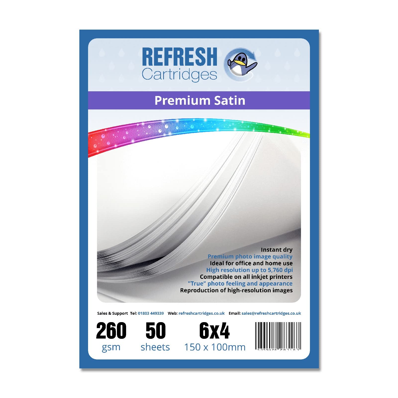 Refresh Cartridges Satin Resin Coated 6x4" (150x100mm) Professional Inkjet Photo Paper 260gsm - 50 Sheets