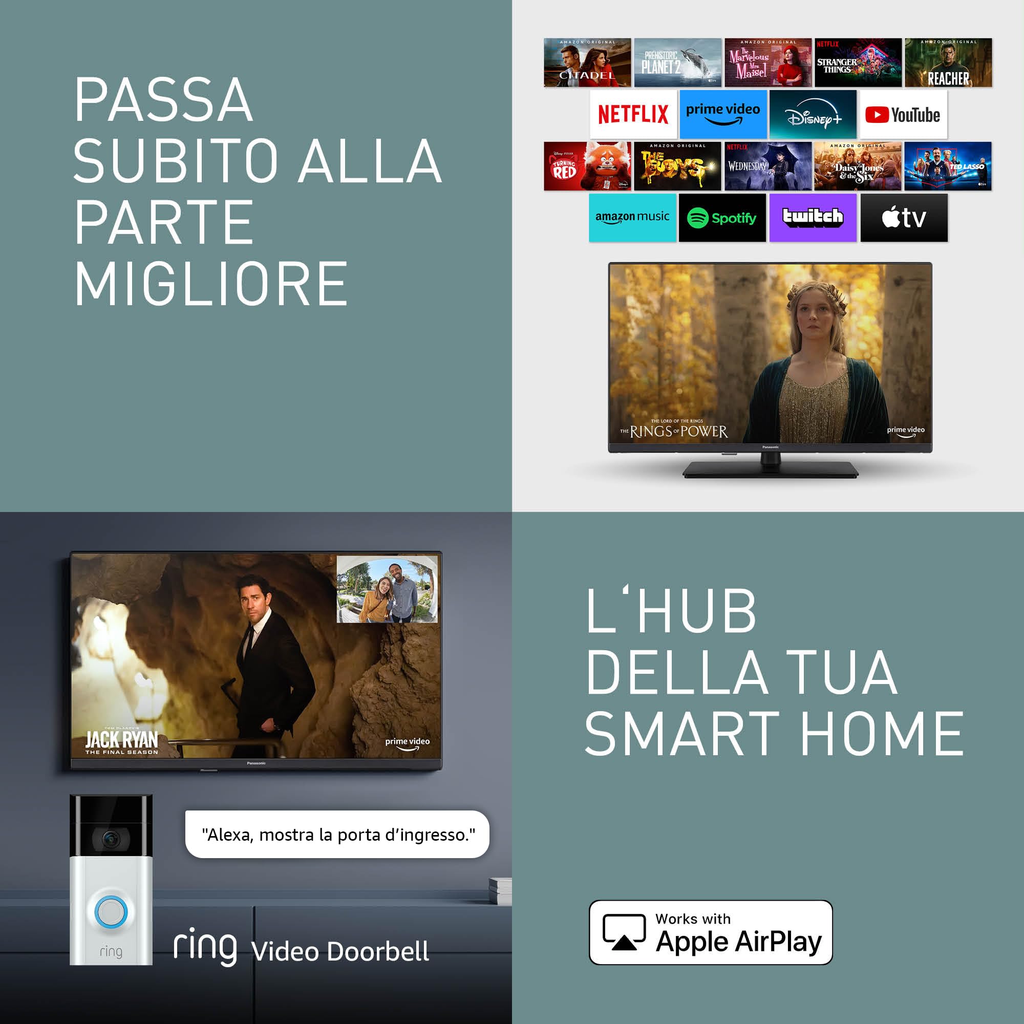 Panasonic TV-24S50AEZC, Serie S50 24 pollici Smart TV LED HD, Fire TV, HD Colour Engine, HDR, Alexa Voice Control, Game Mode, Media Player, Per un'Esperienza Visiva Ottimale