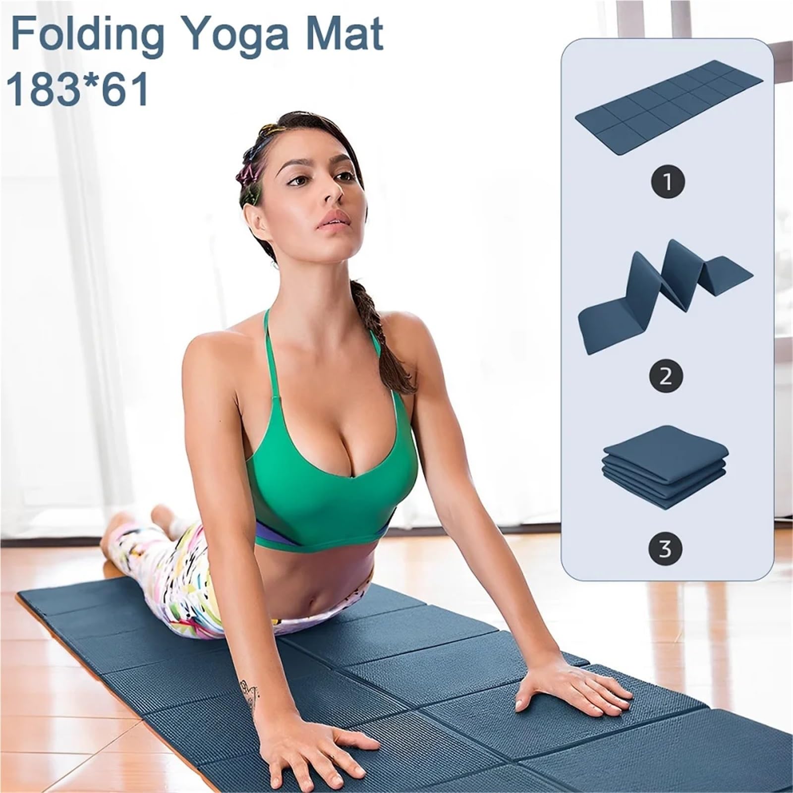 Tappetino da yoga in TPE antiscivolo per meditazione, pieghevole, pilates e ginnastica, morbido ammortizzante, facile da pulire, attrezzatura sportiva