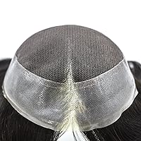 Vista 5 de Sistema de reemplazo de cabello de encaje francés para hombre, piezas de cabello de aspecto natural, encaje frontal, negro, marrón, rubio, gris
