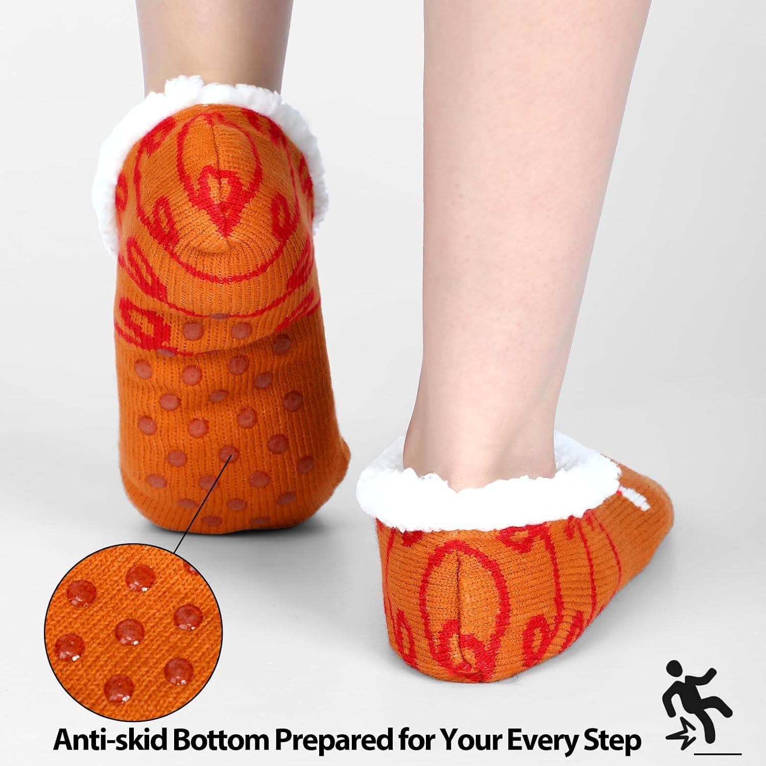 4 Pairs Christmas Fuzzy Slipper for Women Non Slip Warm Animal Slipper Socks with Grippers Cozy Sherpa for Winter Indoor
