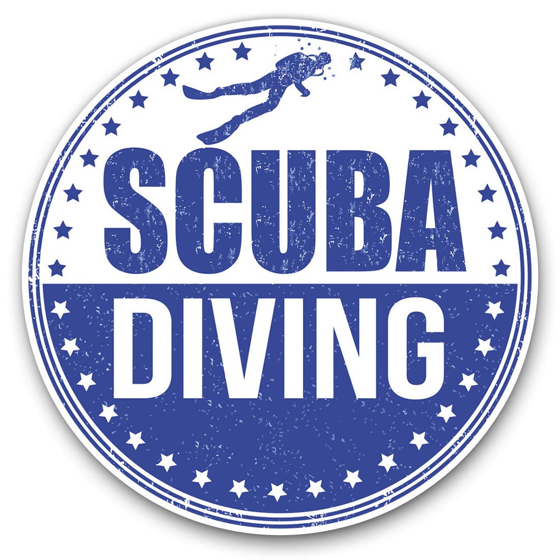 Destination Vinyl Ltd Scuba Diver Diving Underwater 6079 Vinyl Stickers (Set Of 2) 7.5Cm - Scuba Diver Diving Underwater #6079