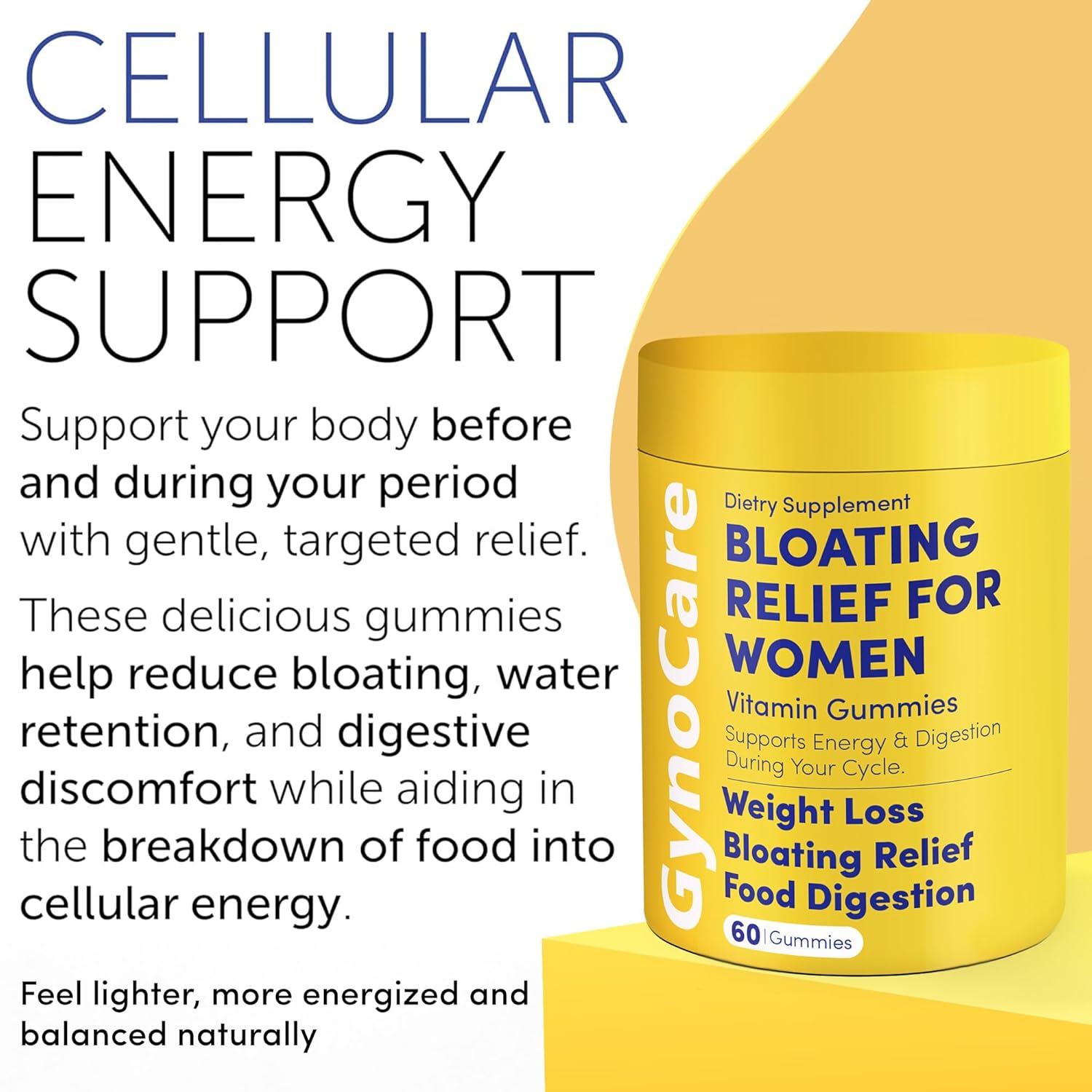 Bloating Relief for Women, Debloating for Women | Supports Period Bloat, Digestion & Water Weight Balance | Helps Before & During Your Cycle | 60 Vegan Gummies | Daily Digestive Support Supplement