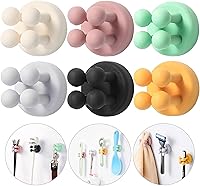 iBetterLife 6 Pack Silicone Toothbrush Holders - Self-Adhesive Waterproof Razor Hooks for Shower Mirror Bathroom Kitchen Organization