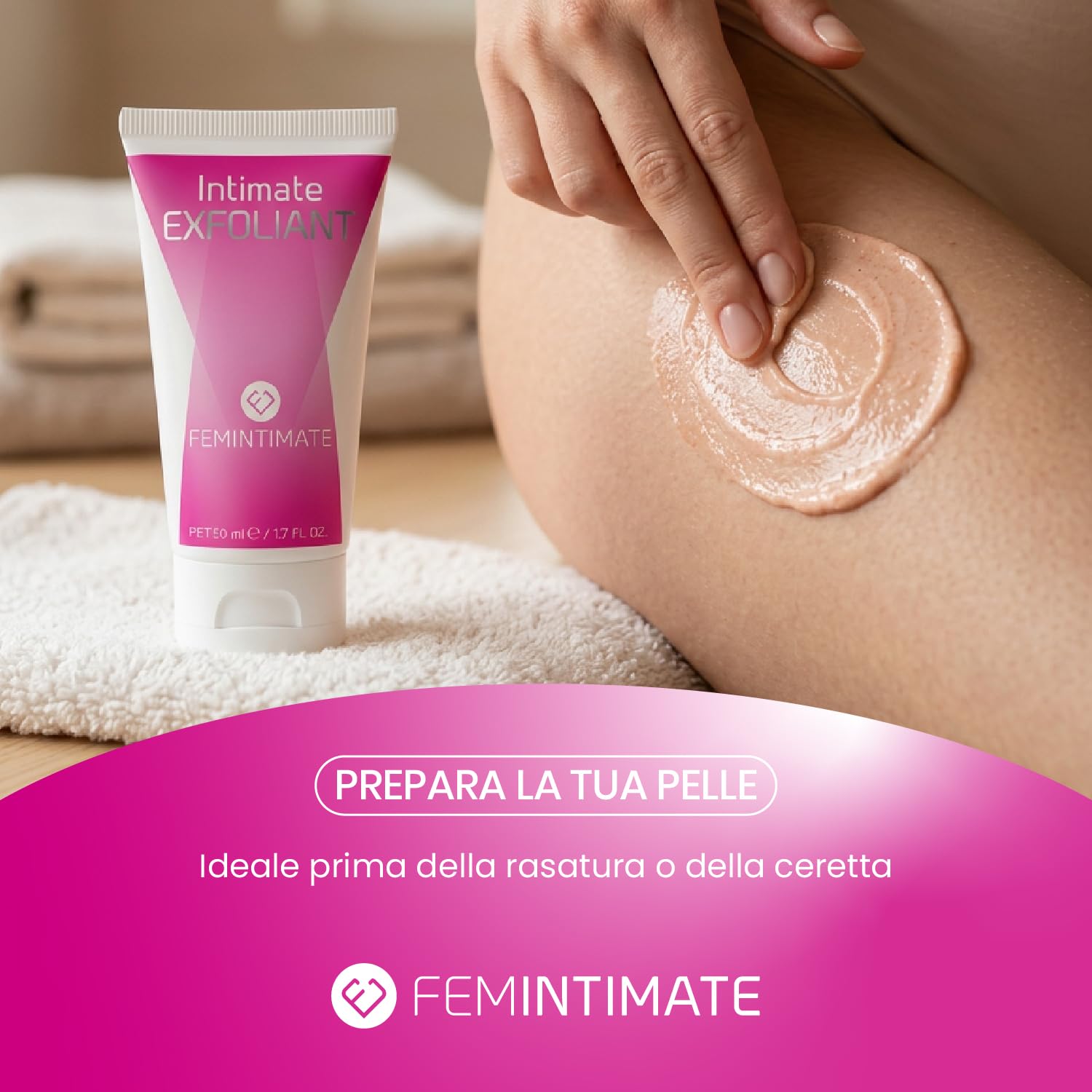 Intimate Exfoliant 50ml – Exfoliante Íntimo Suave con Bambú y Arroz – Previene Vellos Encarnados, Mejora la Textura y Prepara la Piel para Depilación y Cuidado Diario