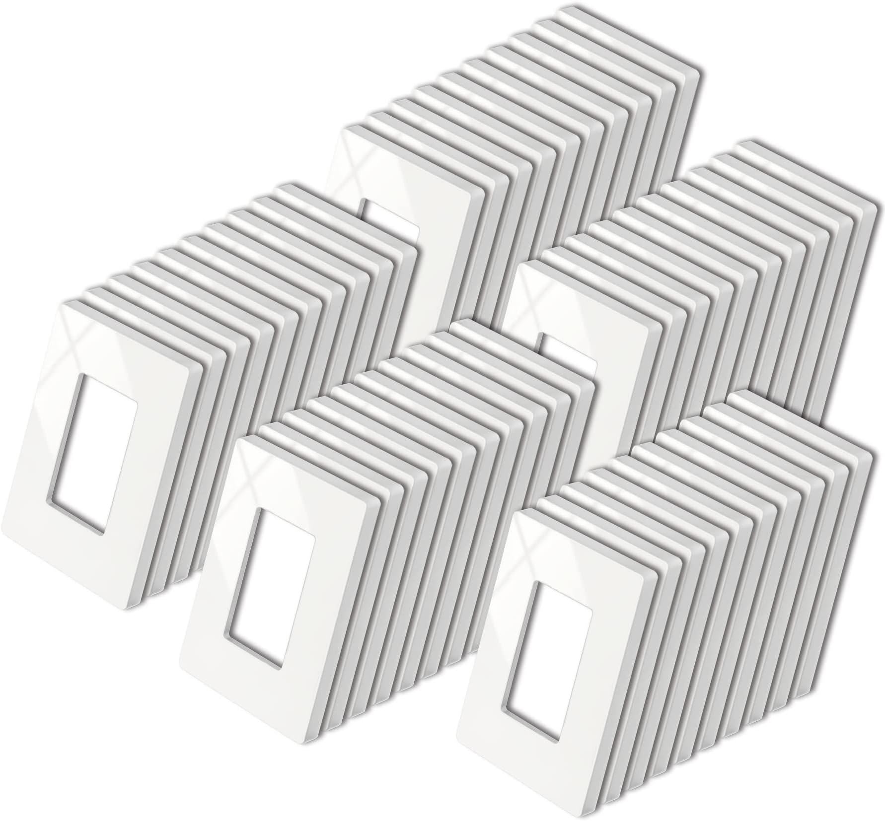 50 Pack BESTTEN 1 Gang Screwless Wall Plate, USWP4 Glossy Off White, Decorator Outlet Cover, Light Switch Face Plate, Decorative Receptacle Wallplate, H4.69” x W2.91”