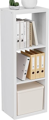 Miniatura 30 de Estantería organizadora de almacenamiento en forma de cubos, estantería decorativa de 3 niveles con respaldo abierto de 11 pulgadas con borde Roble