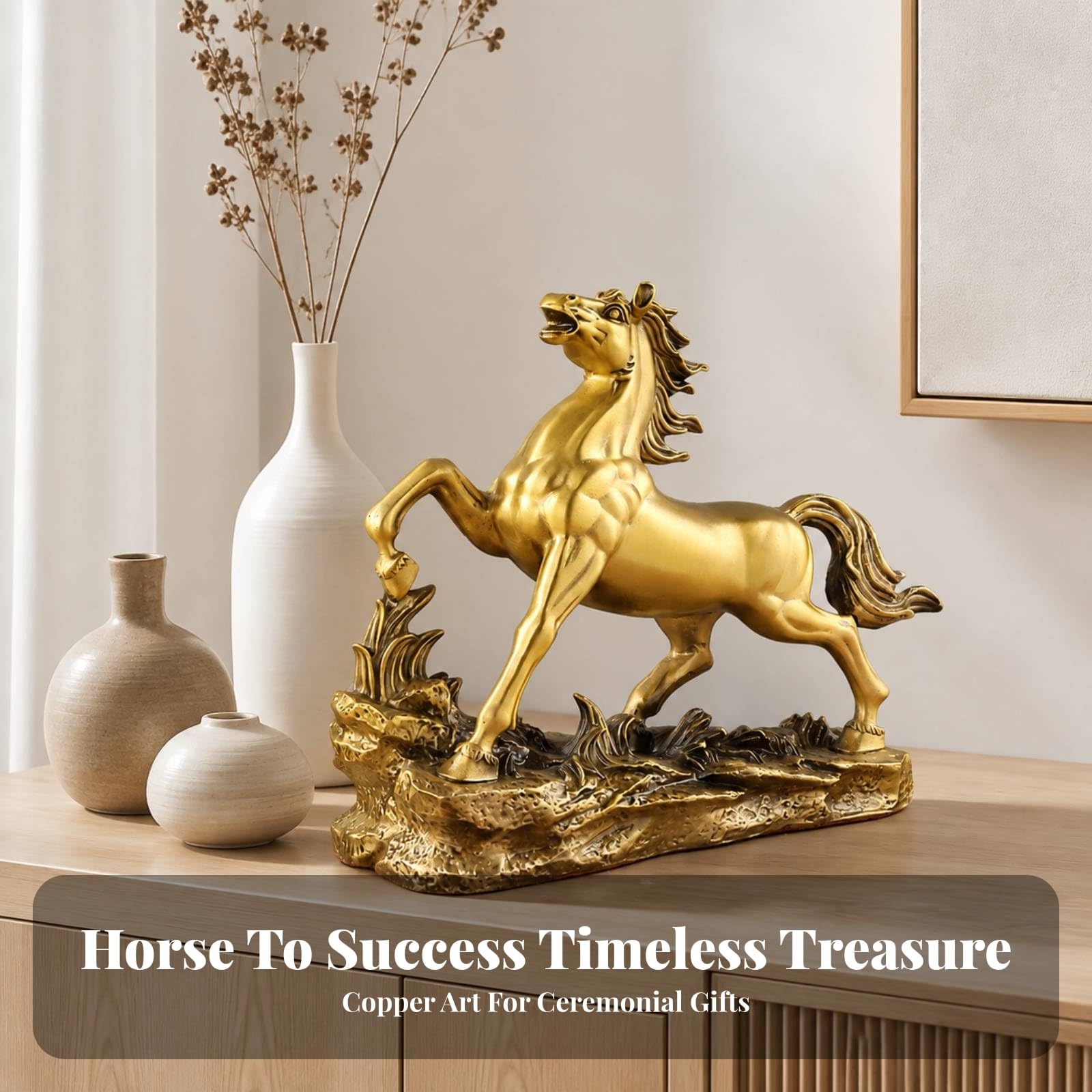 Figura Bañado en Oro Adorno Mesa | Resistente, Estatuilla, Clásico, para Recibidor, 30CM