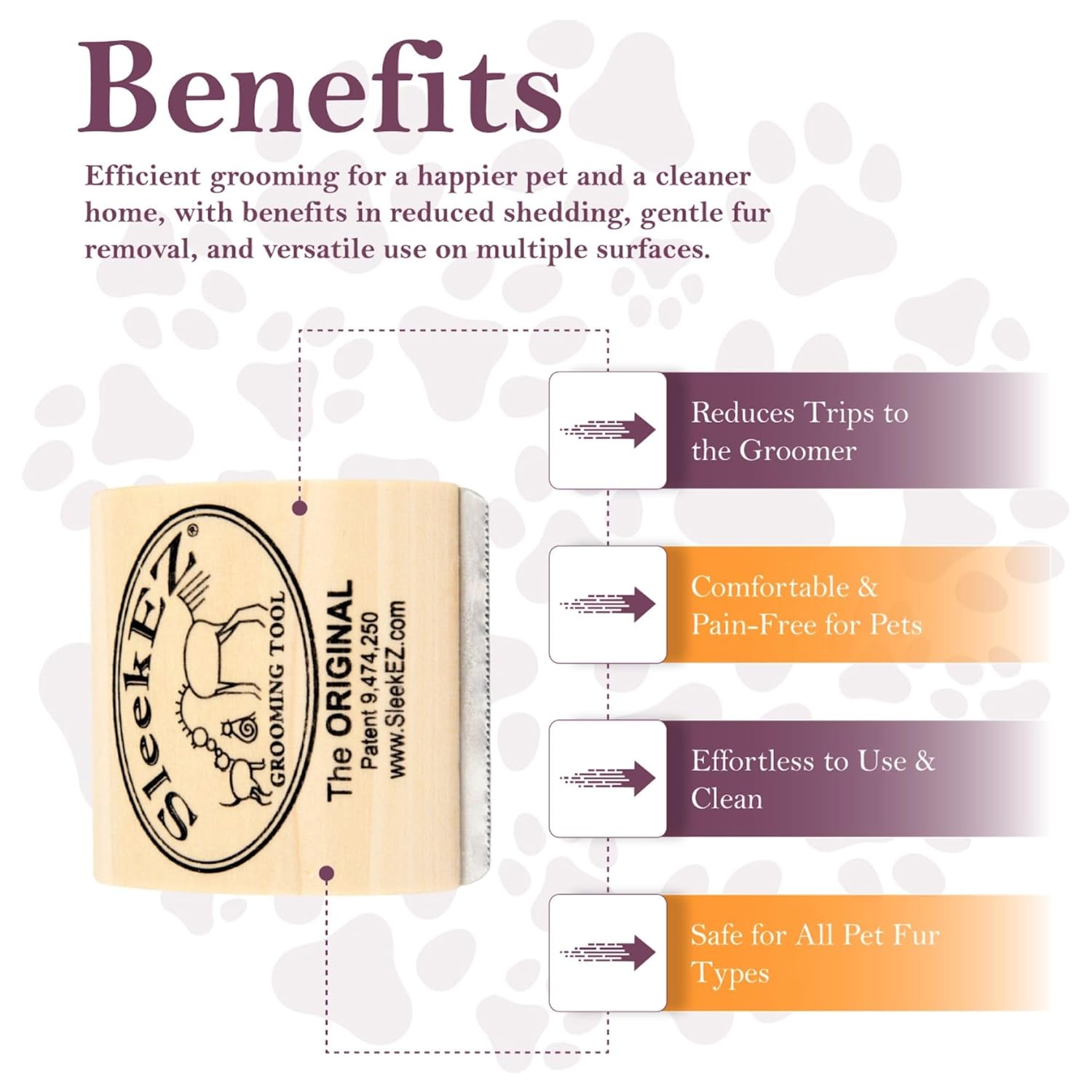 SleekEZ Cat Brush: Stop Shedding, All Fur, USA Made 8