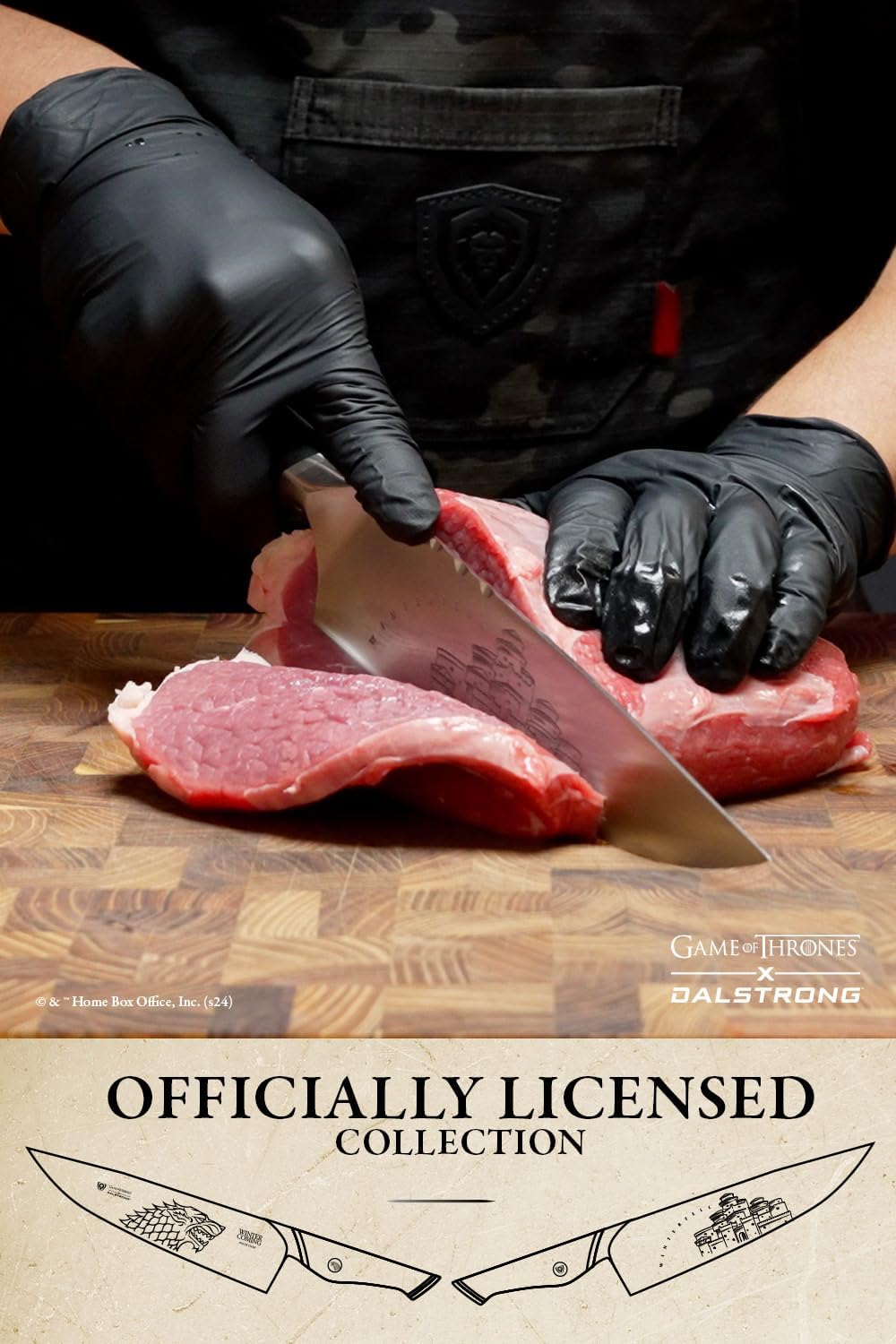 Dalstrong 8 Inch Chef Knife - Game of Thrones House Stark Edition - German Premium Steel - Professional G10 Handle - with Sheath