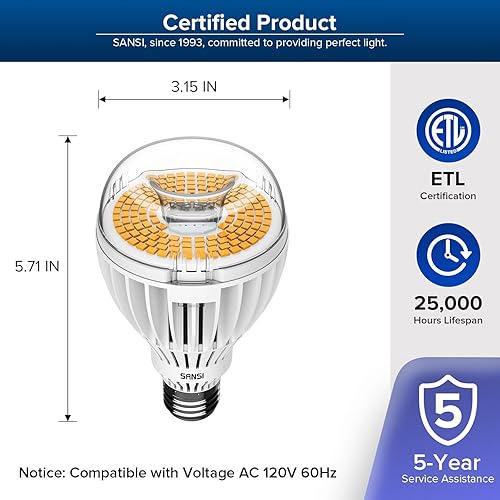 Miniatura 5 de SANSI Bombillas LED A21 equivalentes a 350 W, bombillas LED de 5500 lúmenes y 3000 K, bombilla E26 no regulable con tecnología de cerámica, vida