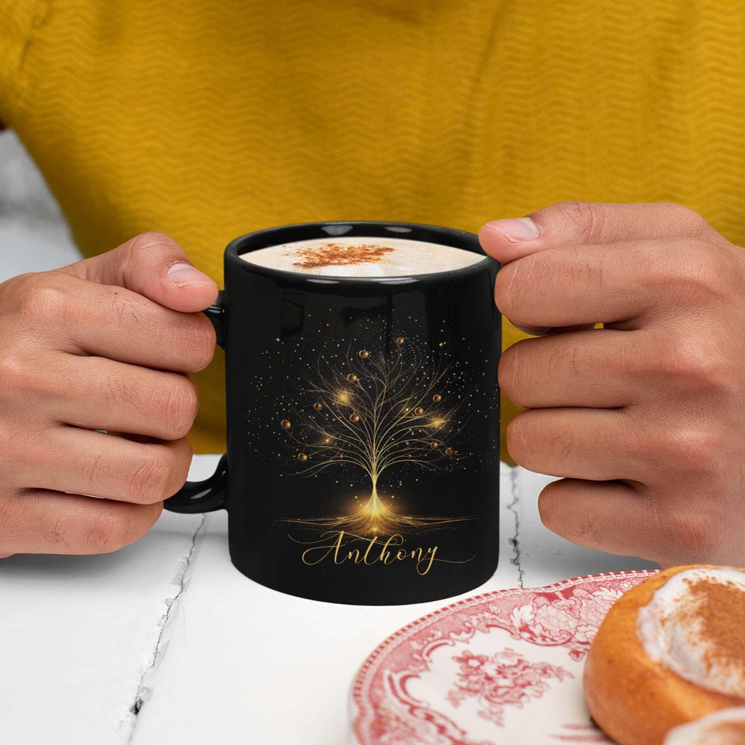 Personalized Christmas Tree Mug - Custom Name Ceramic Cup 11oz Or 15oz, Festive Holiday Gift For Women & Men - View #5