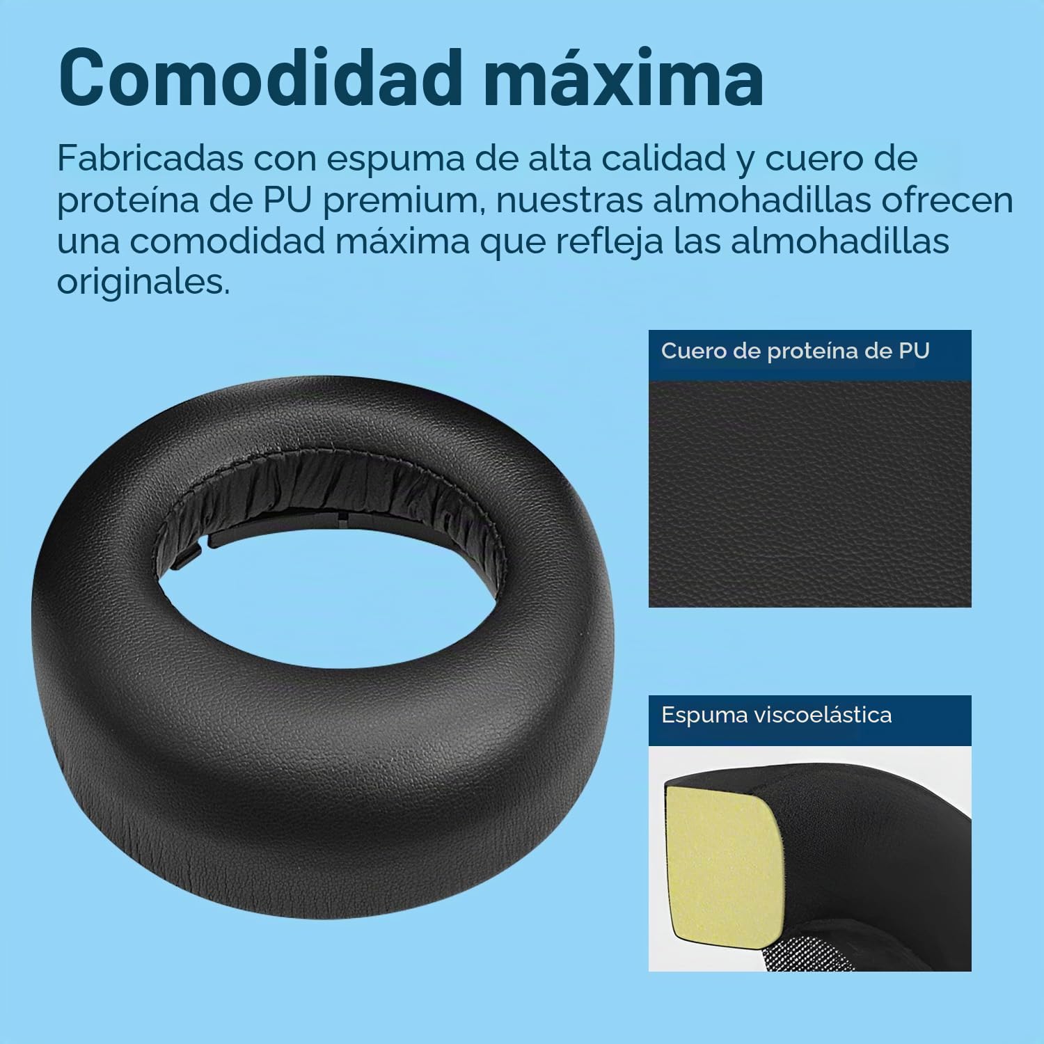 Almohadillas de Repuesto para Sony PlayStation 5 3D Pulse Wireless Headset PS5 Auriculares de MMOBIEL - Protein PU Almohadilla Auriculares - Cascos Cojines – Negro (Protein PU)