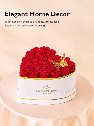 Miniatura 5 de Eterfield 27 Flores Para Siempre en Caja en Forma de Corazón, Rosas Preservadas que Duran un Año, Flores Preservadas, Regalos de Cumpleaños para