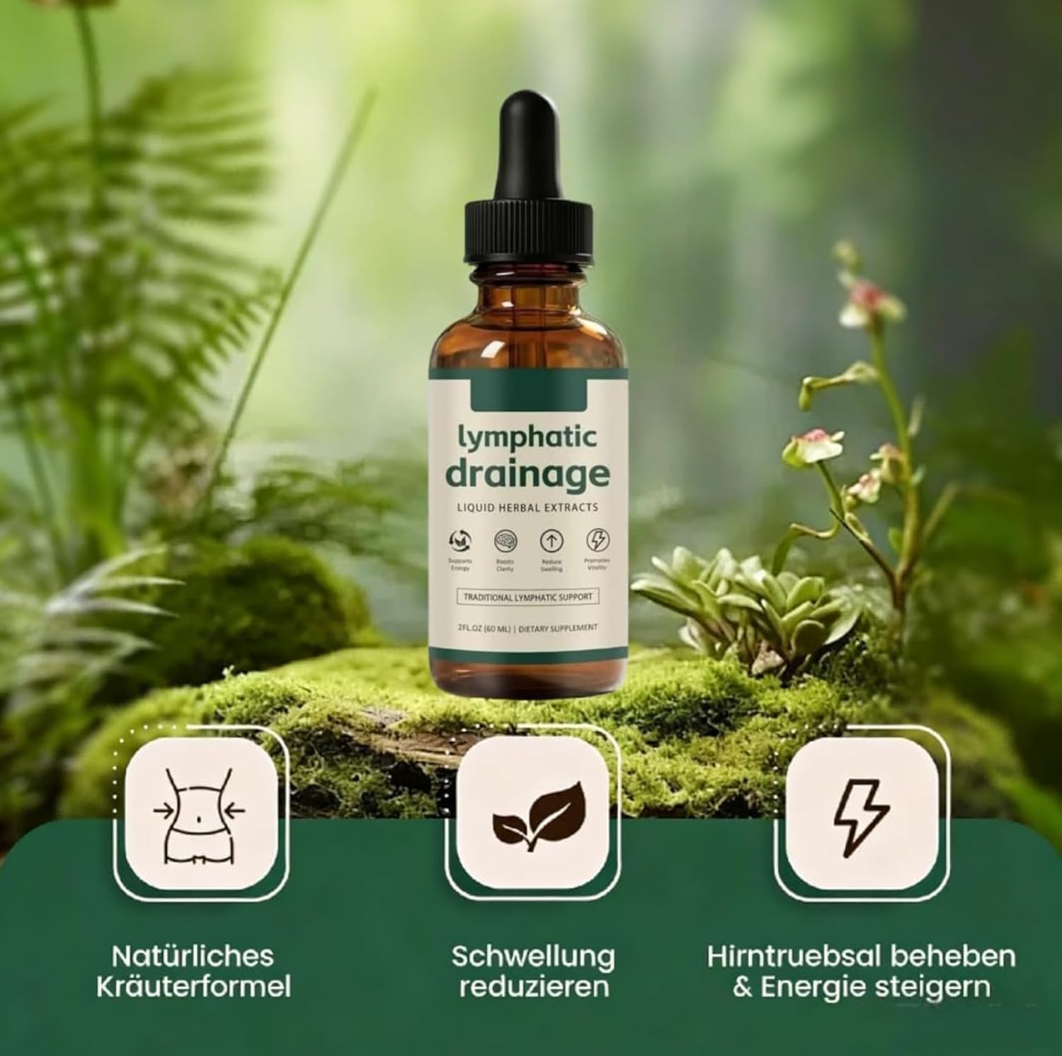 Lymphatic Drainage Drops, Lynvea Drops, Water Balance, Promotes Overall Health, Natural Ingredients for Men and Women, 60 ml (2 Bottles)