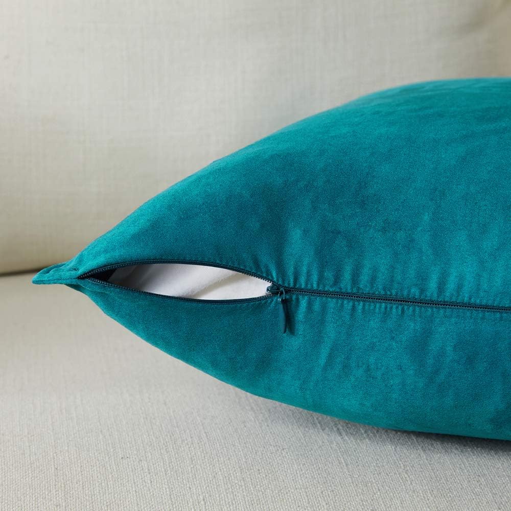 Fancy Homi 4 Packs Teal Decorative Throw Pillow Covers 18x18 inch/45x45 cm, Super Soft Faux Suede Decor Square Pillow Case, Solid Cushion Cover for Couch/Sofa/Bedroom/Living Room - Image 3