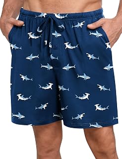 SWOMOG Mens Pajama Shorts Sleep Shorts Modal Soft Loungewear Bottoms with Button Fly & Drawstring & Pockets