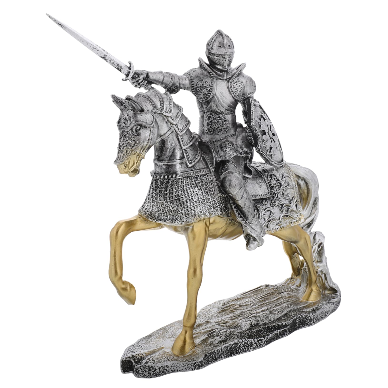 KOMBIUDA Statue Miniature Chevalier Médiéval en Résine Argentée Décorative