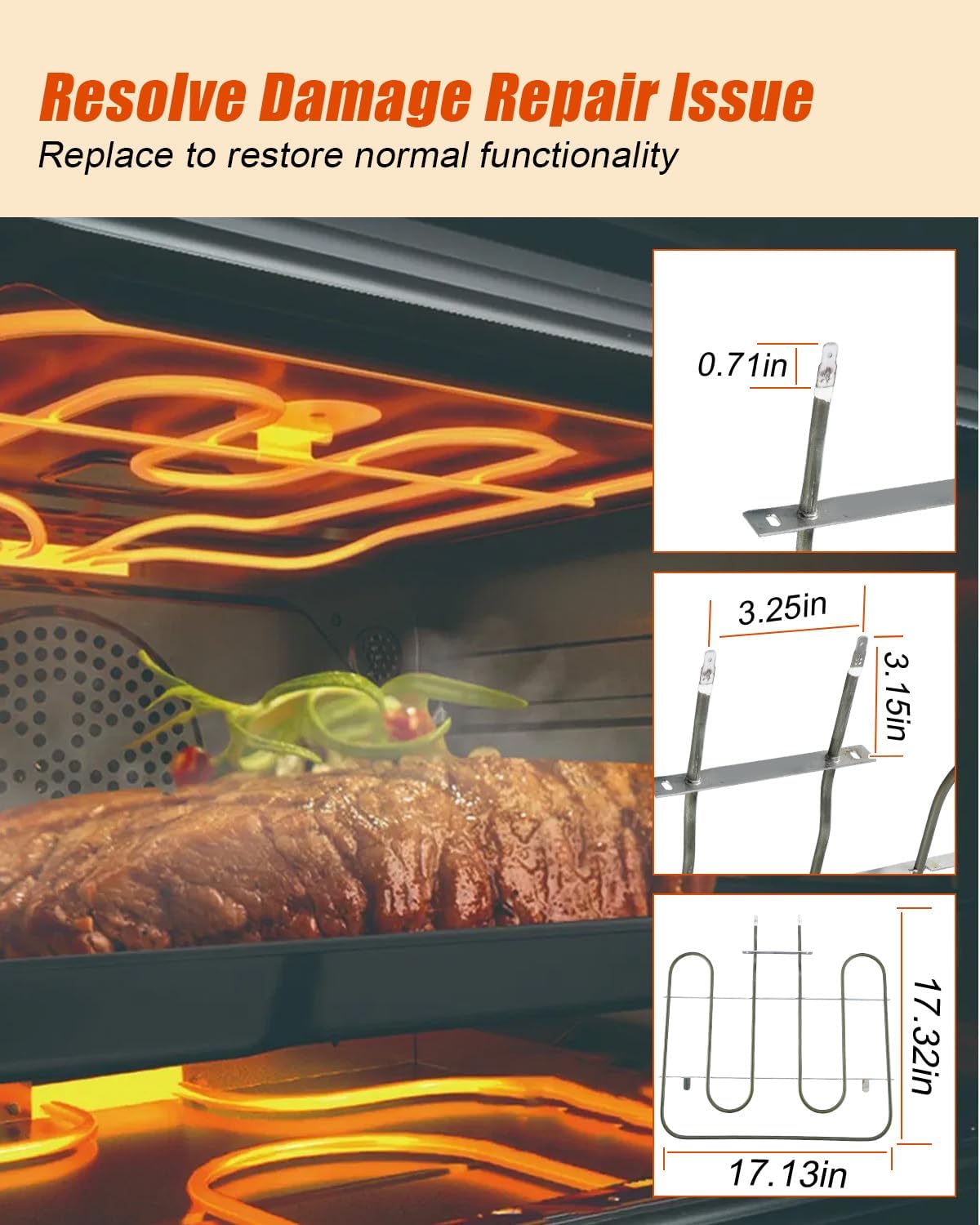 WPW10207398 Oven Bake Heating Element Fit for Whirlpool KitchenAid Maytag Replace 760768 KEBU208SSS00 GBD279PVB00