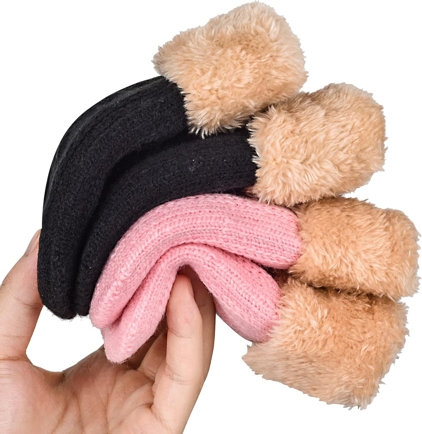 2 Pairs Kids Winter Knit Gloves Boys Girls Warm Thermal Cable Knitted Gloves 2-6-10-14 Year Wool Fleece Lined Mittens - Image 3