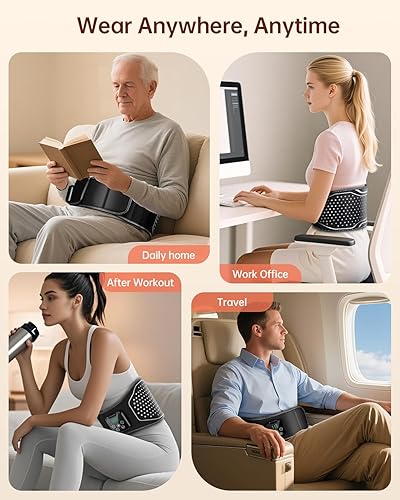 Miniatura 6 de Masajeador de espalda baja con calor, almohadilla térmica para aliviar el dolor de espalda, almohadilla térmica envolvente con 4 vibraciones de