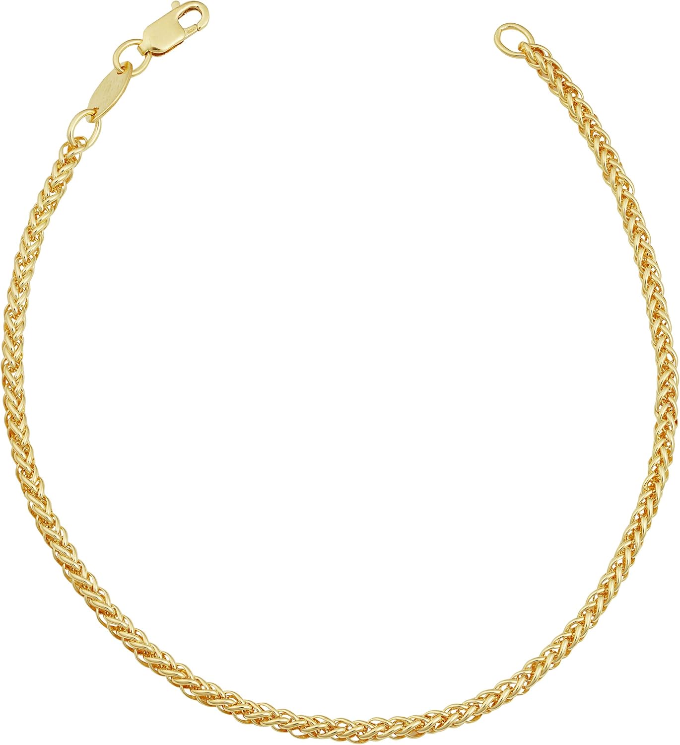 14k Yellow Gold Filled Franco Chain Bracelet for Women (2.4 mm, 7.5 inch)