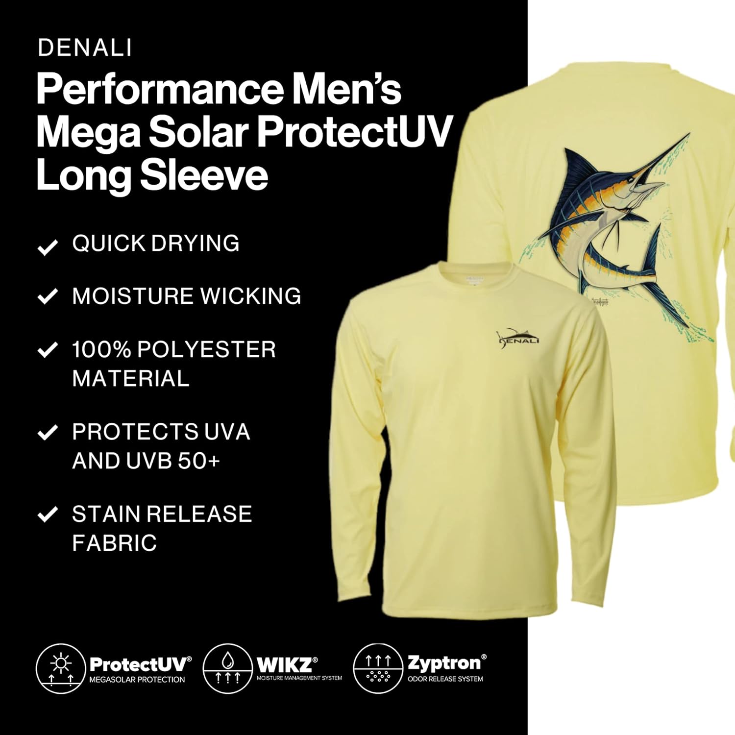 Denali Men's Teaser UPF 50+ Long Sleeve T-Shirt, UV Protection Shirt, Marcos Augusto Artwork: Marlin