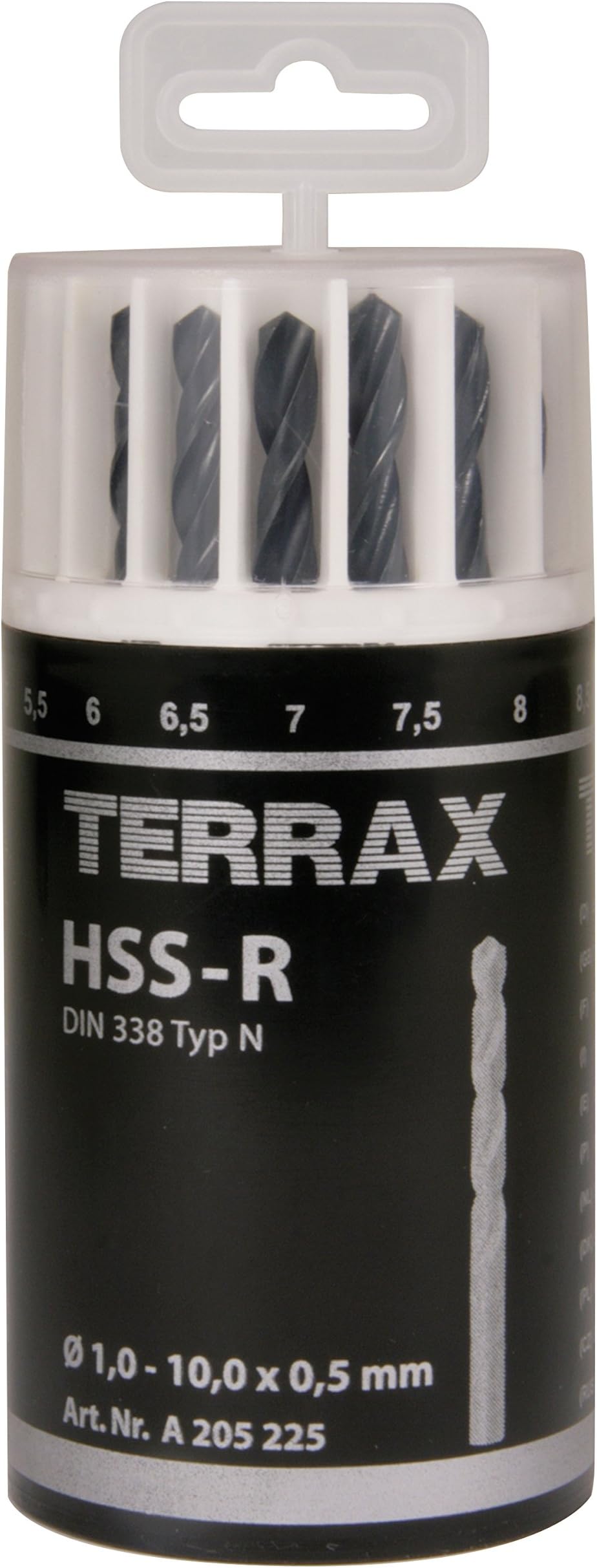 TERRAX A205225 - Juego brocas DIN 338 tipo N HSS laminadas 19 piezas