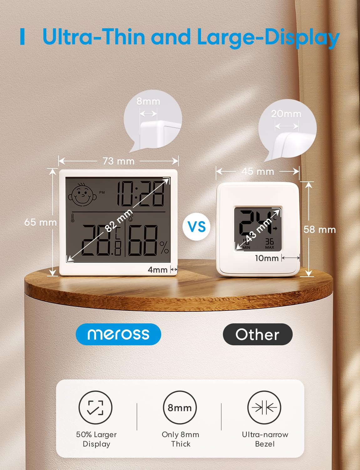 Meross Termometro Igrometro Digitale, Termoigrometro Professionale Per Interni Per La Misurazione della Temperatura e dell'umidità Nell'ambiente Domestico