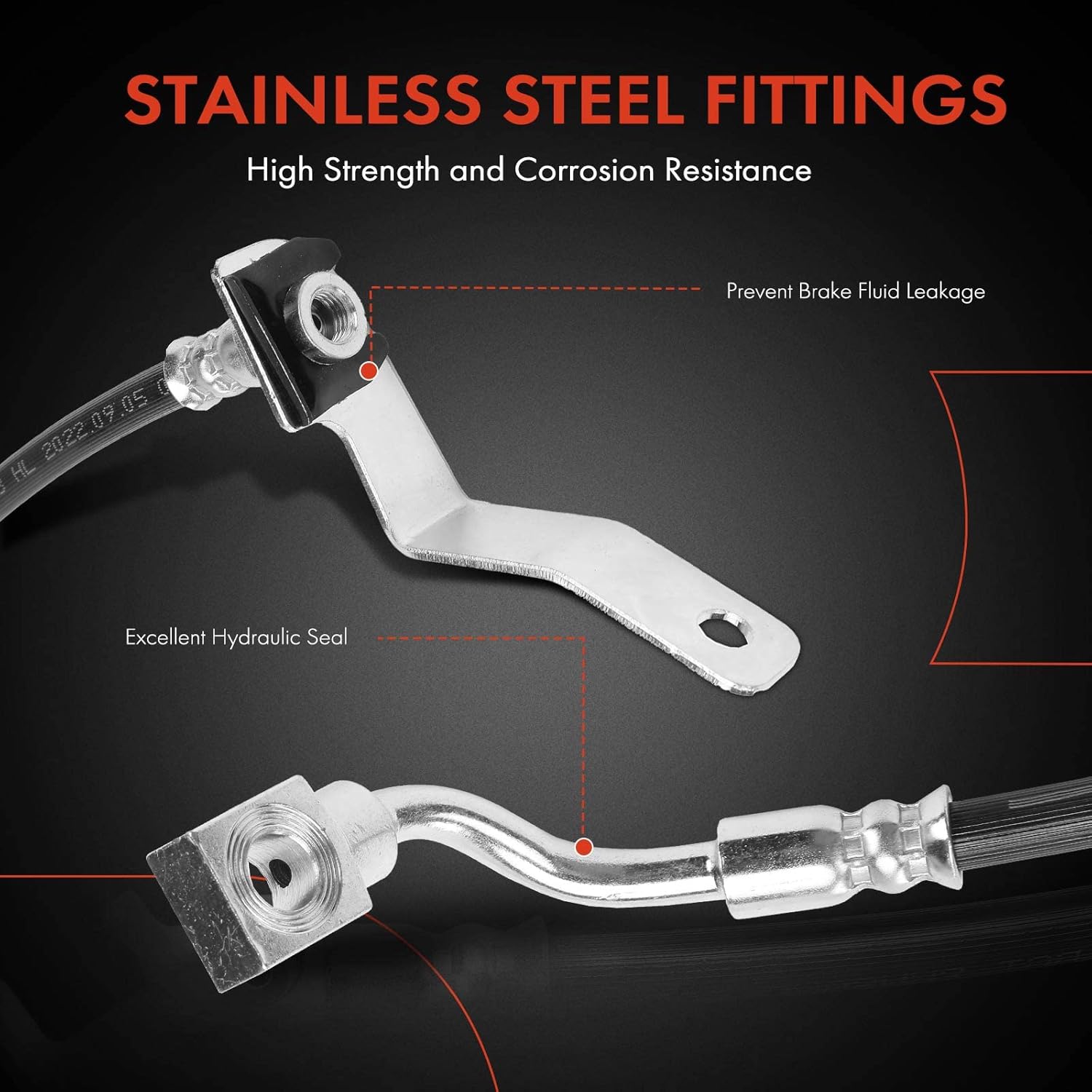 A-Premium Rear Driver and Passenger Brake Hydraulic Hose Compatible with Select Chevy and GMC Models - Silverado 1500 1999-2001/2004, Sierra 1500 1999-2001/2004 - Replace# 15884694(Pack of 2)