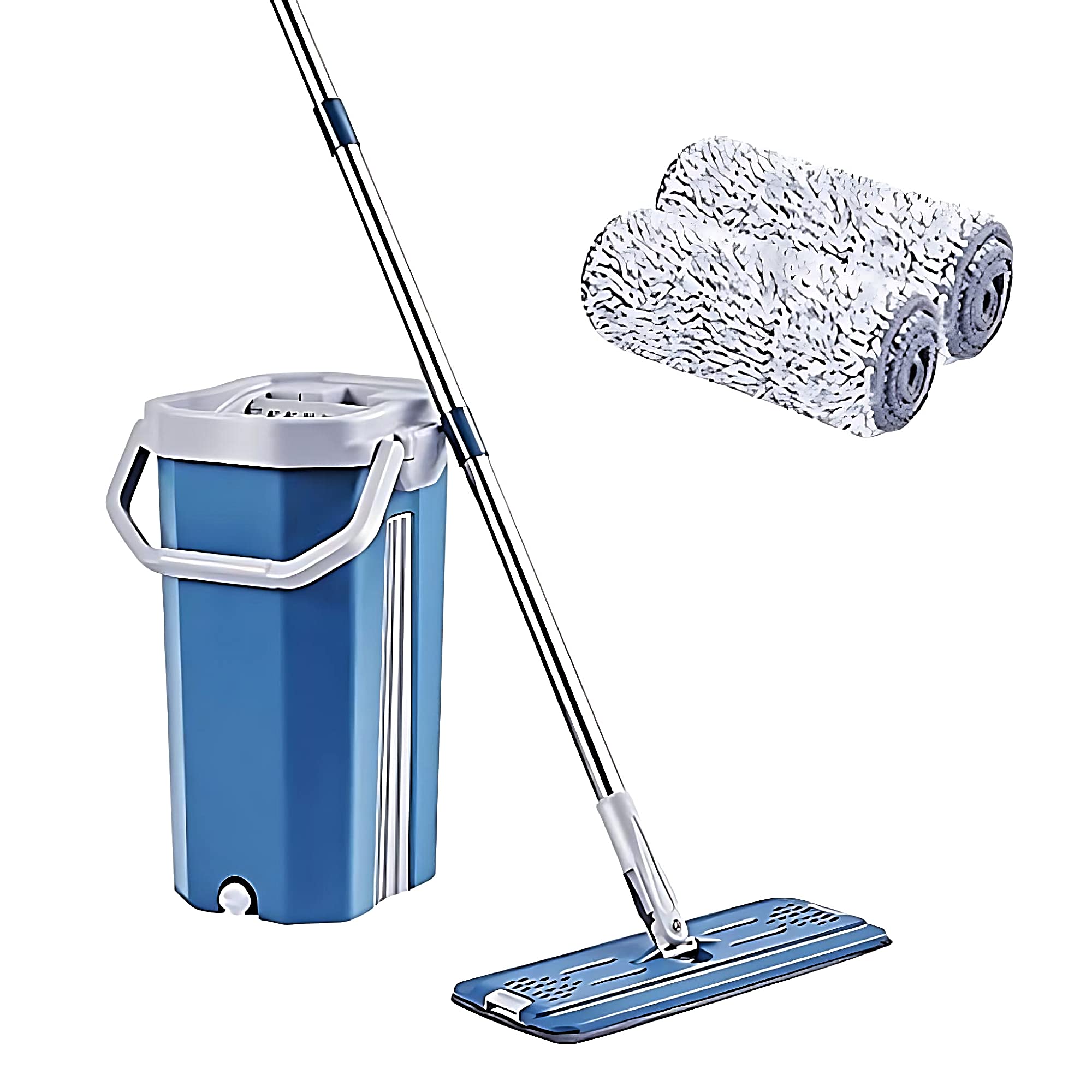 JAAMSO ROYALS Blue Flat mop, Flat mop with Bucket, Microfiber mops for Floor Cleaning, Flat mop Stick (38 * 13 cm) Large Mops with 2 Microfiber Pads & Handle (46 * 28 * 135 cm) (B098K6ZZSB) Amazon Price History, Amazon Price Tracker