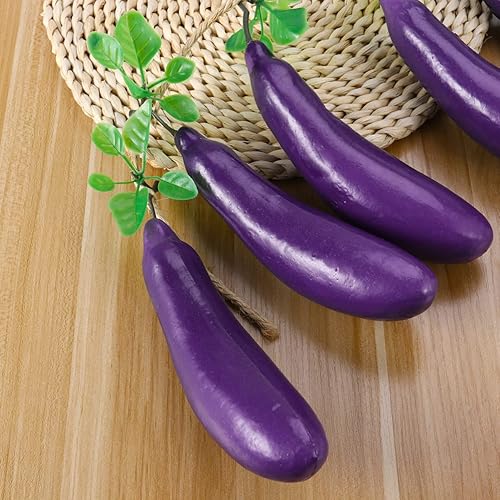Miniatura 3 de BESTOYARD 2 piezas de berenjena japonesa, vegetales artificiales, vegetación, frutas artificiales, flores artificiales, verduras falsas, alimentos