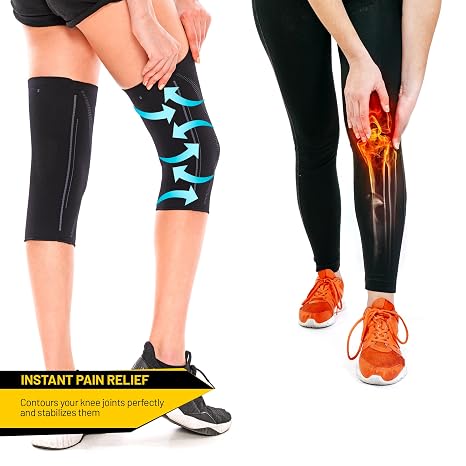 invera Knee Compression Sleeve, Knee Support Brace, Unisex Knee Protector Sleeve for Running, Basketball, Weightlifting, Gym, Workout, Sports (Medium, 1, Unit)