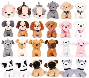 Niceup 24PCS Small Stuffed Animals Bulks Adopt a Puppy Party Favors Mini Plush Dog Gift for Kids Classroom Pet Adoption Birthday Party Decoration Toys Goodie Bag Fillers Easter Basket Stuffer