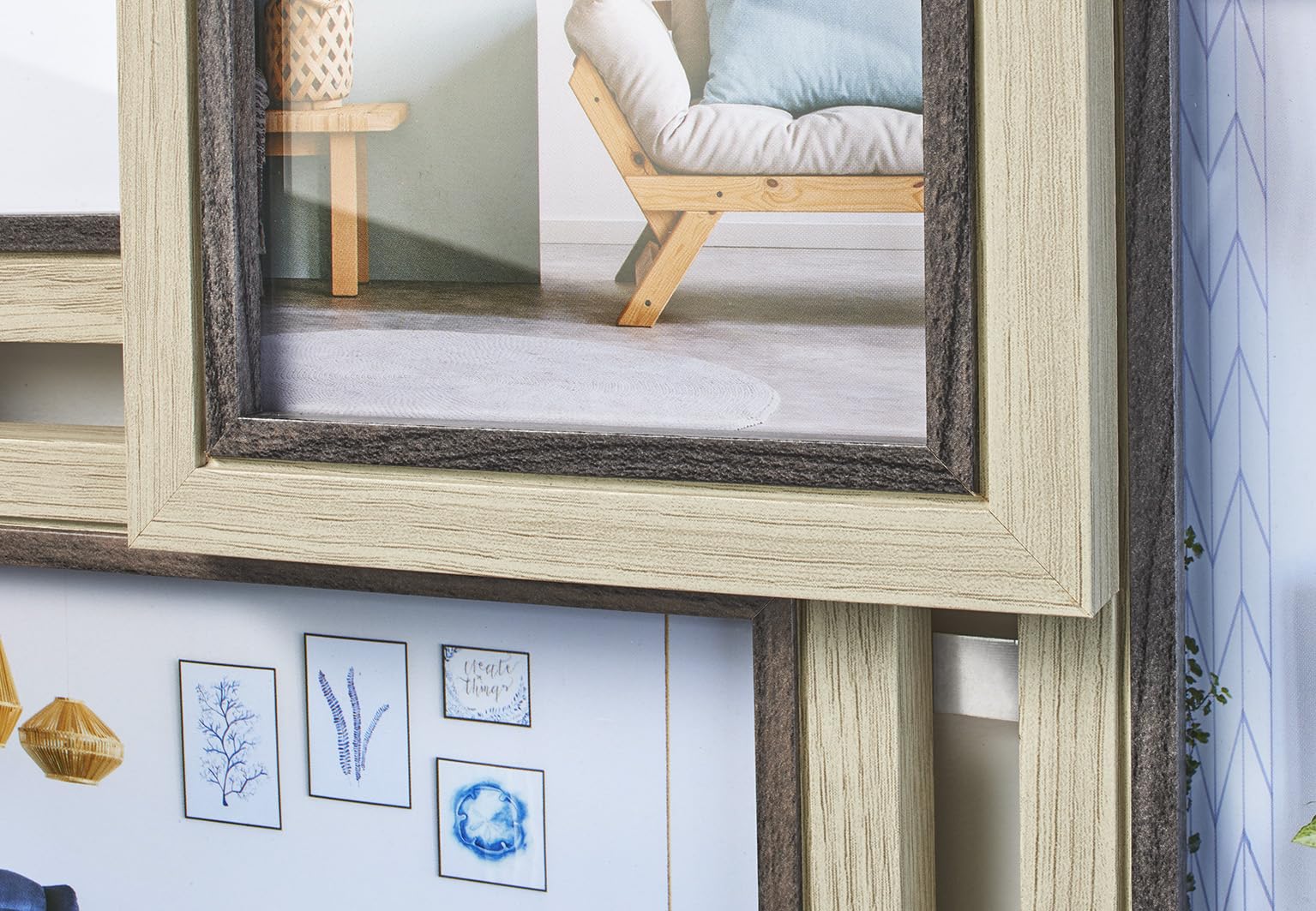 Kobolo Bilderrahmen Collage AVI 61 weiß Holzrahmen für 12 5x54 cm Grau