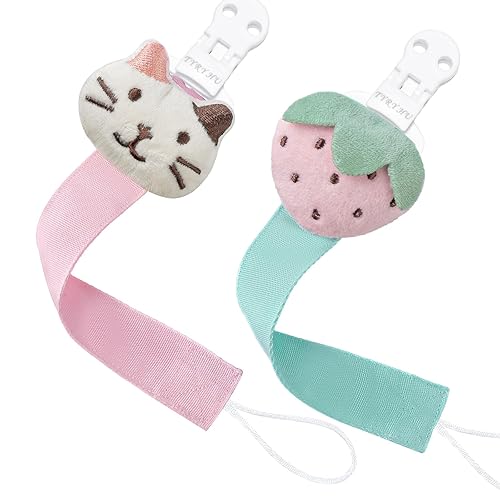 TYRY.HU Clip para chupete para bebé, paquete de 2 clips neutros para chupete para niñas y niños, correas suaves para todos los chupetes, bonito disponible en Yaxa El Salvador