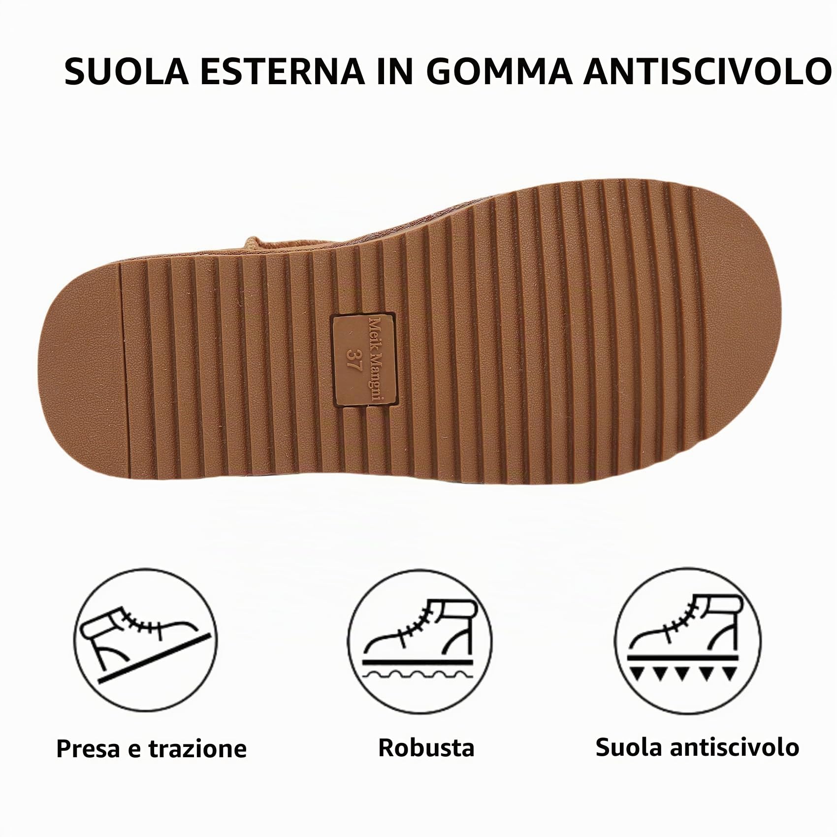 Meik Mangni Stivali Donna Invernali Classic Antiscivolo Stivaletti da Neve Caldo Comode Impermeabili Stivali Inverno Outdoor Breve Boots,Cachi,36 EU