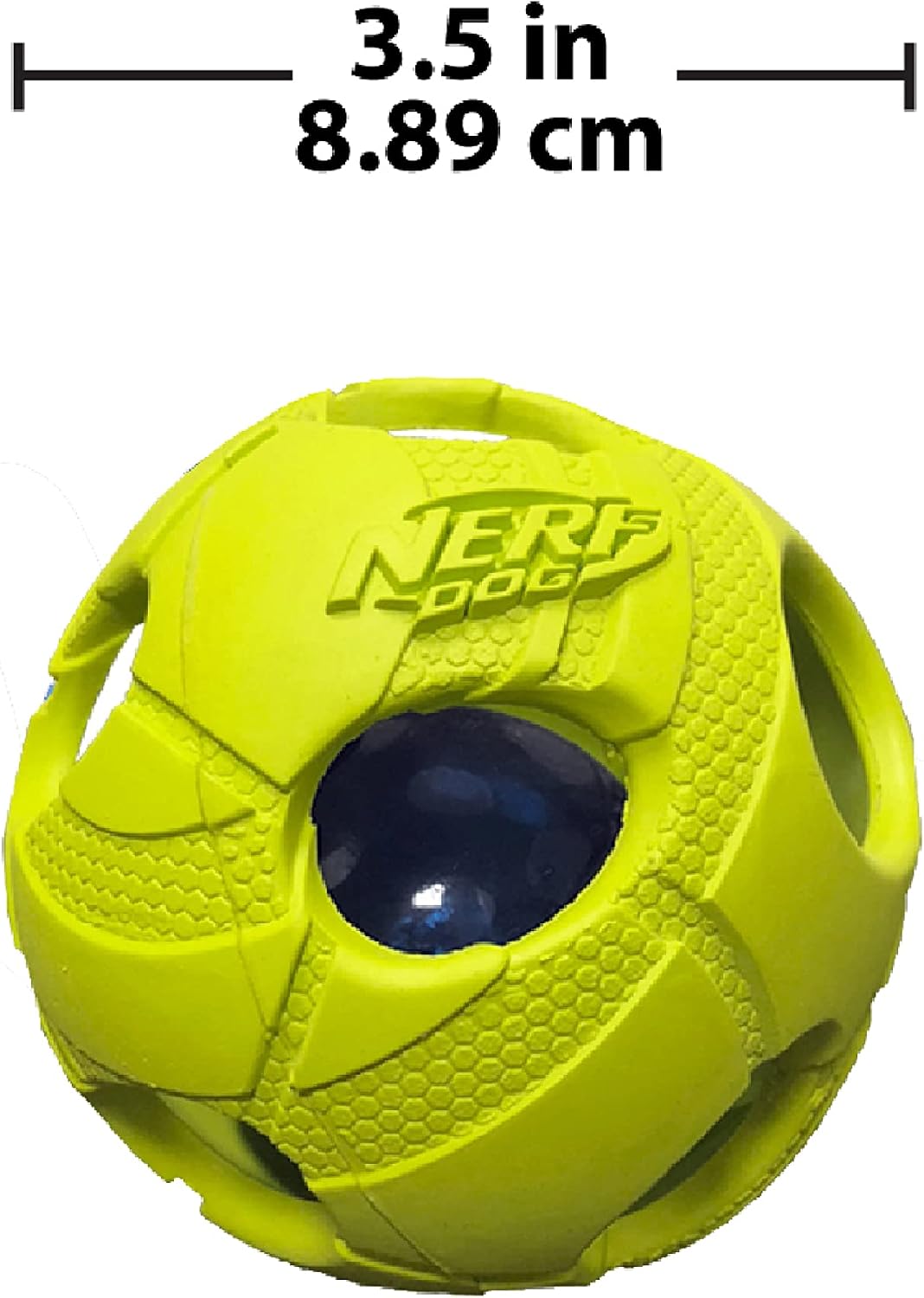 Nerf Dog Bash Ball Dog Toy with Interactive LED, Lightweight, Durable and Water Resistant, 3.5 Inches, for Medium/Large Breeds, Single Unit, Green