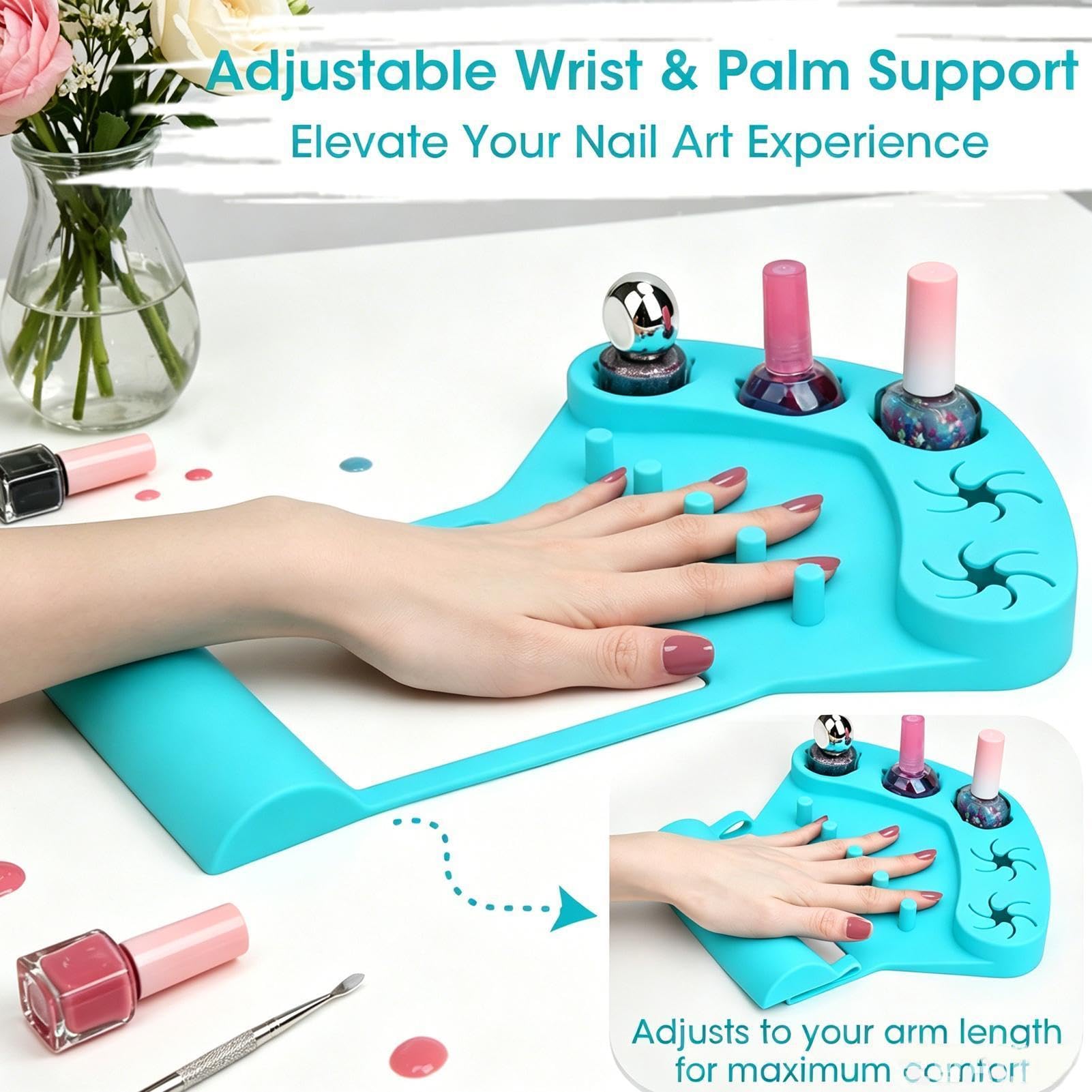Tappetino in silicone con supporto per lucidatura unghie Cuscinetto | Poggiamano in silicone con supporto per le unghie per Donne, Trucco, Pratica, Pittura, Salone, Festa,