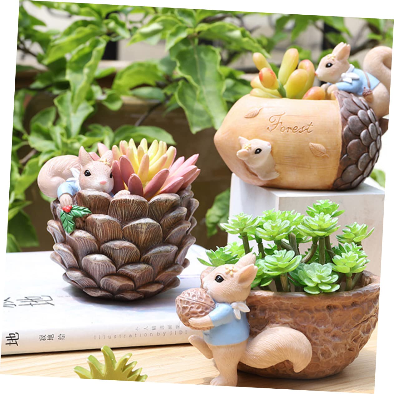 Amazon.co.jp: GAROZATION リス多肉植物ポット 卓上植木鉢 ガーデン 