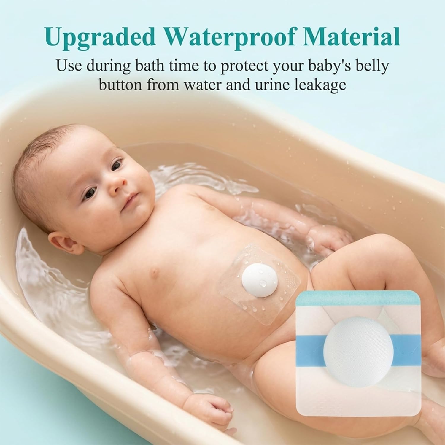 25Pcs Baby Belly Navel Patches, Waterproof Umbilical Hernia Patch with Cotton Pads, Infant Belly Button Corrector for Newborns with Protruding Navel, Gentle Baby Essentials (2.8 x2.8 inches)