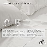 Vista 2 de Sábanas de 100% algodón percal, tamaño King, 1 sábana encimera, ropa de cama fresca, resistente y transpirable, blanco